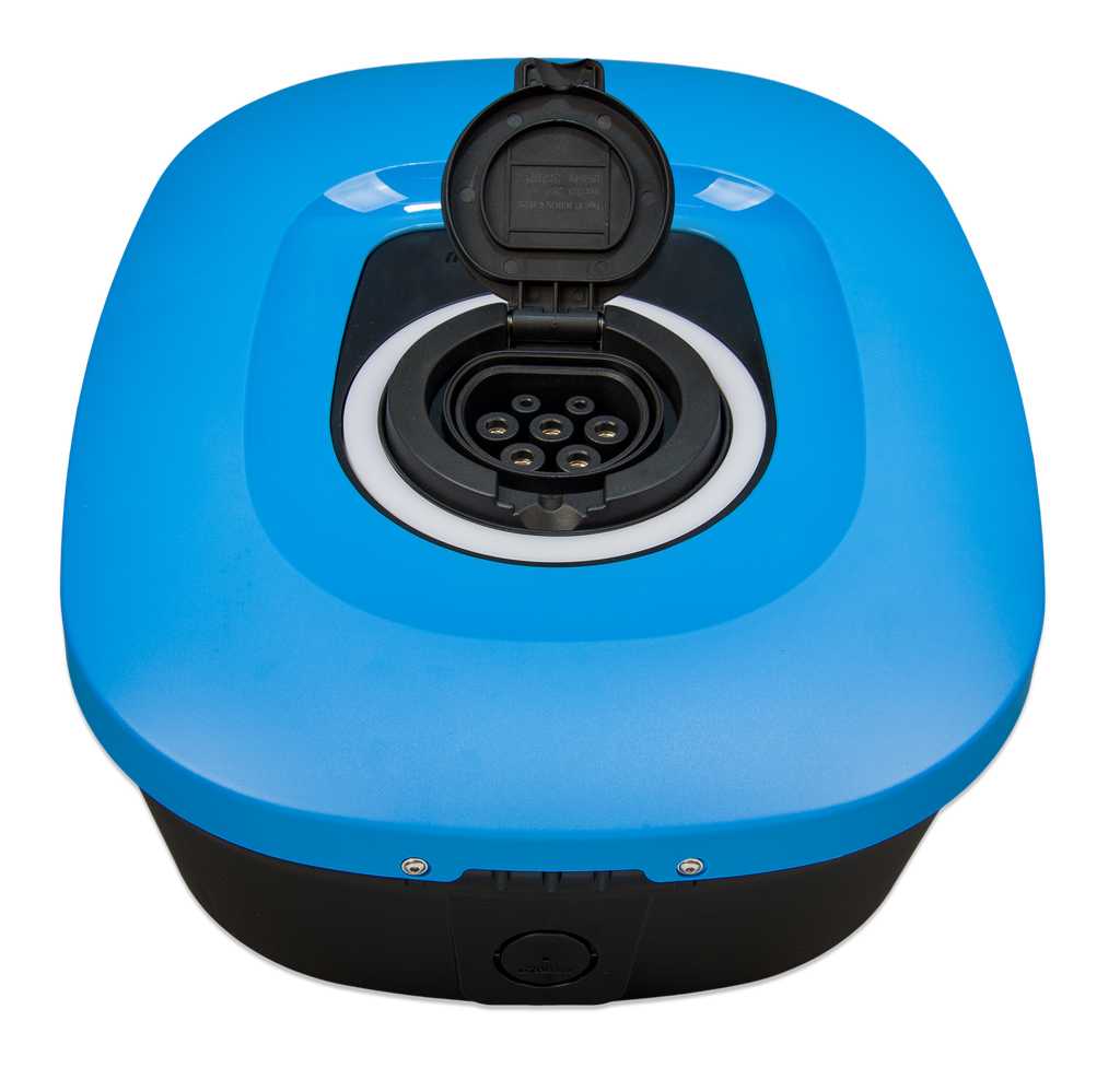 EV Charging station NS – Blue (front-angle-open)