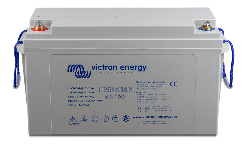 Lead-carbon battery 12V-106Ah - front angle