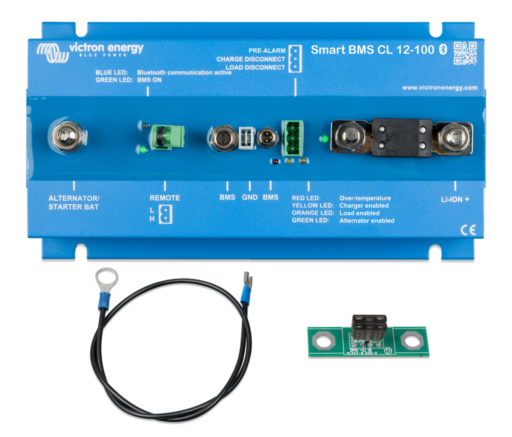 Smart BMS CL 12/100 (top) with accessories