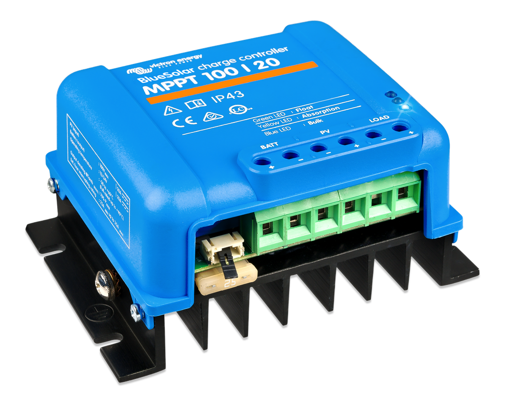 BlueSolar MPPT charge controller 100/20 (left)