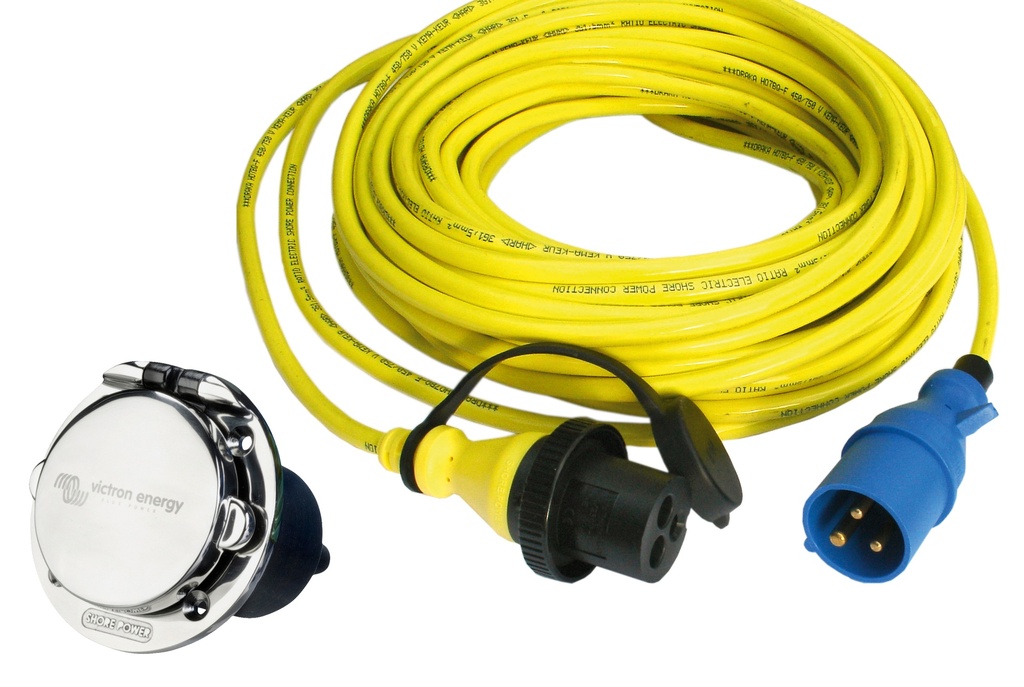 Shore Power Cable and Stainless Inlet with cover