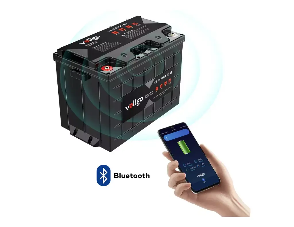 Batterie Voltgo Lithium 6000 cycles 100Ah-12V - 100 Amp décharge - 50 amp de charge - 4 en // et 4 en série possible - BMS intégré et bluetooth